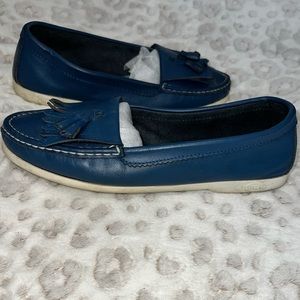 Vintage Talbots Genuine Navy Blue Leather Men’s Tassel Loafer Flat Shoes